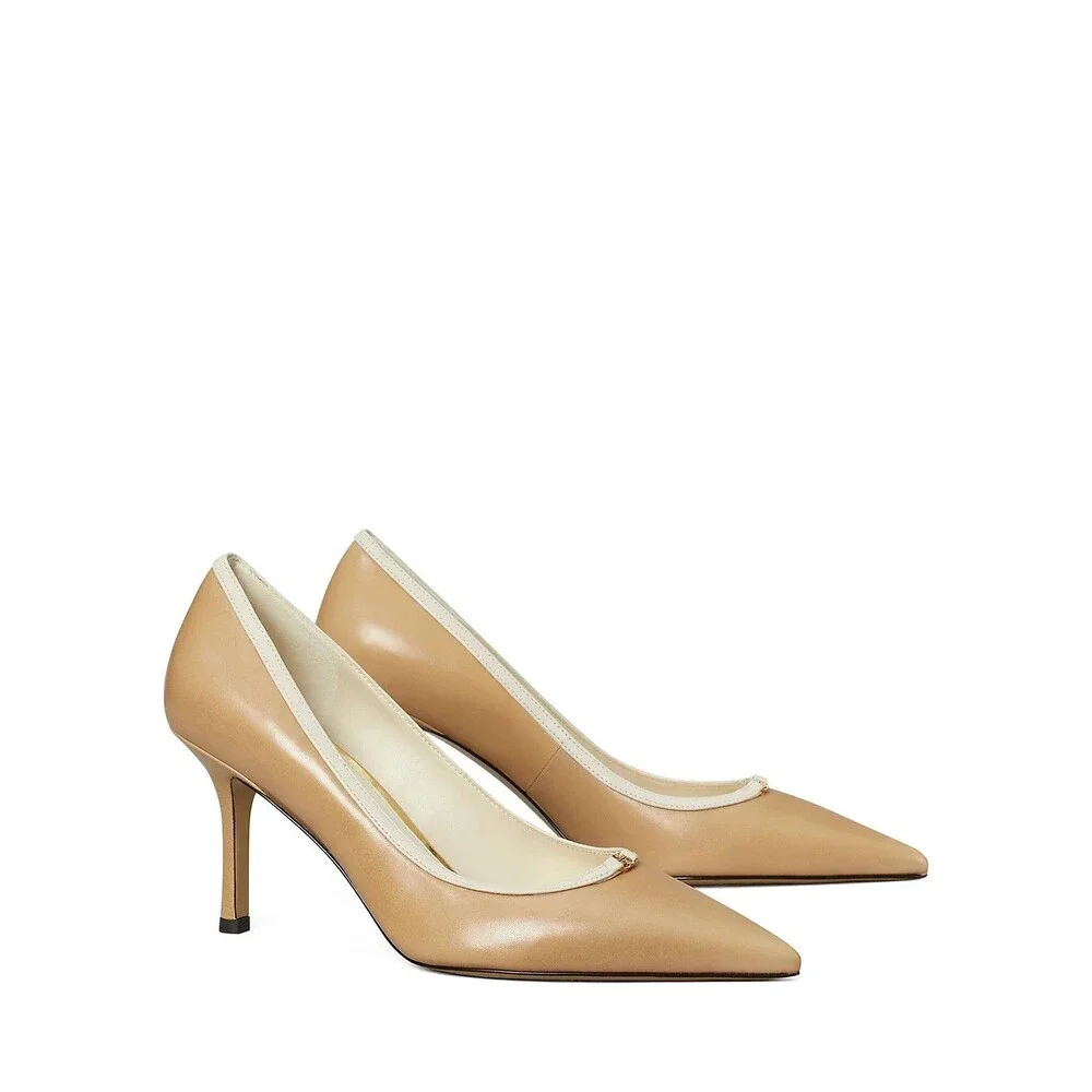 Tory Burch Women's Double T Buckle Pump 80mm Desert Mist/Cream Sz 7.5 $325